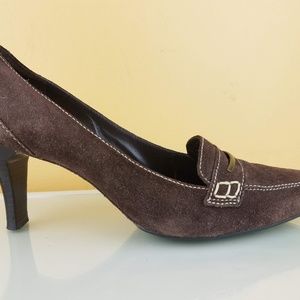Cole Haan Brown Suede Leather Slip On Heels 5.5C